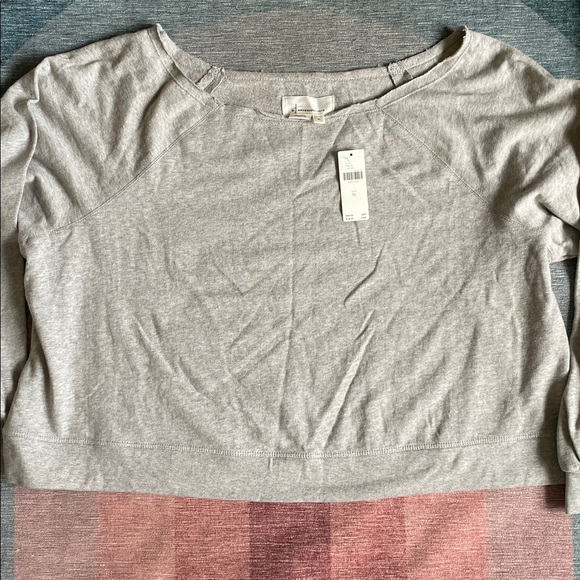 NWT Anthropologie Heather Gray Long Boat Neck Slouchy Sweater XL - Picture 2 of 10